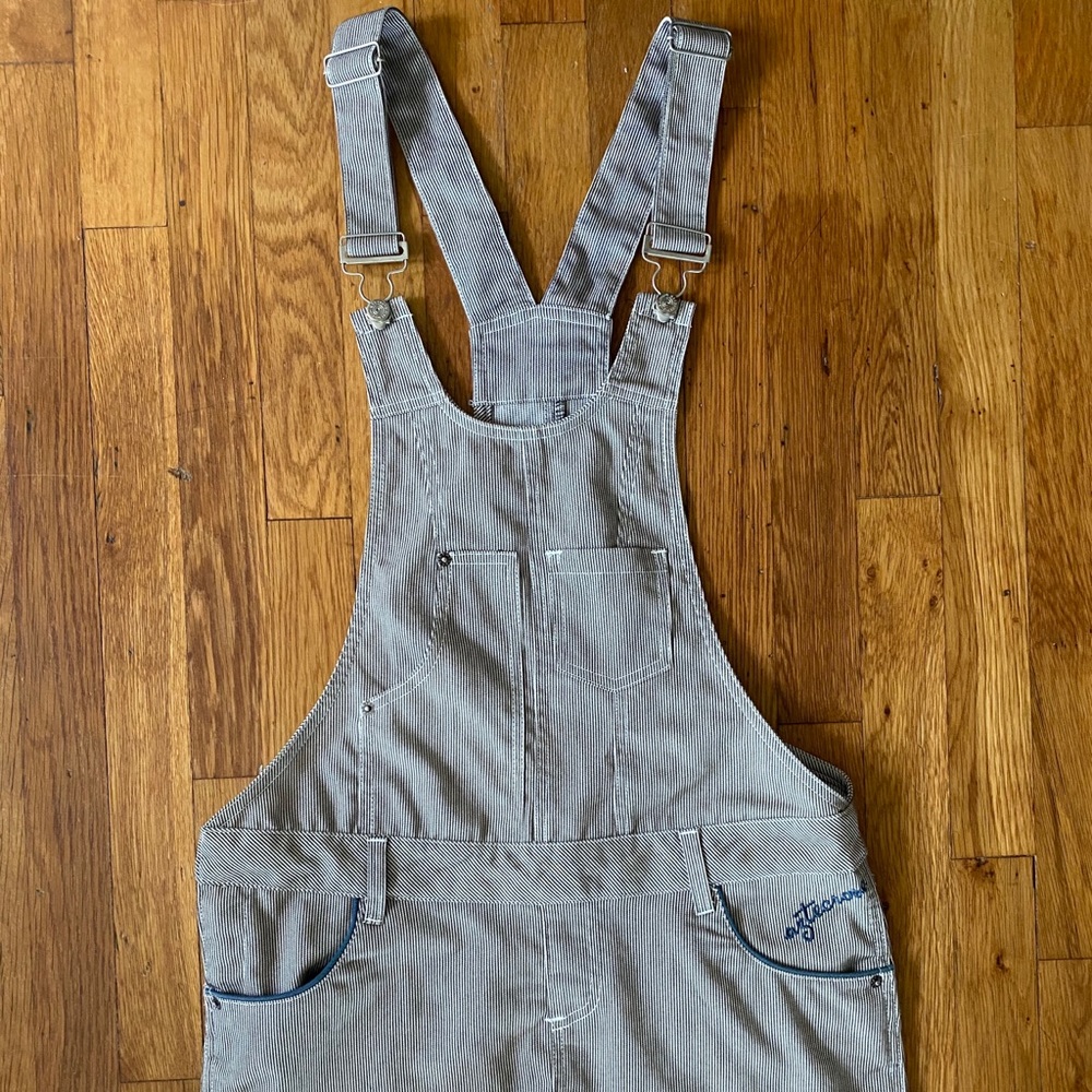 Hickory stripe Aztec Rose overalls skirt